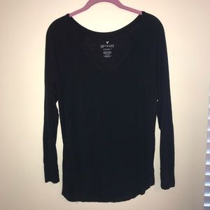 Aerie black long sleeve v-neck